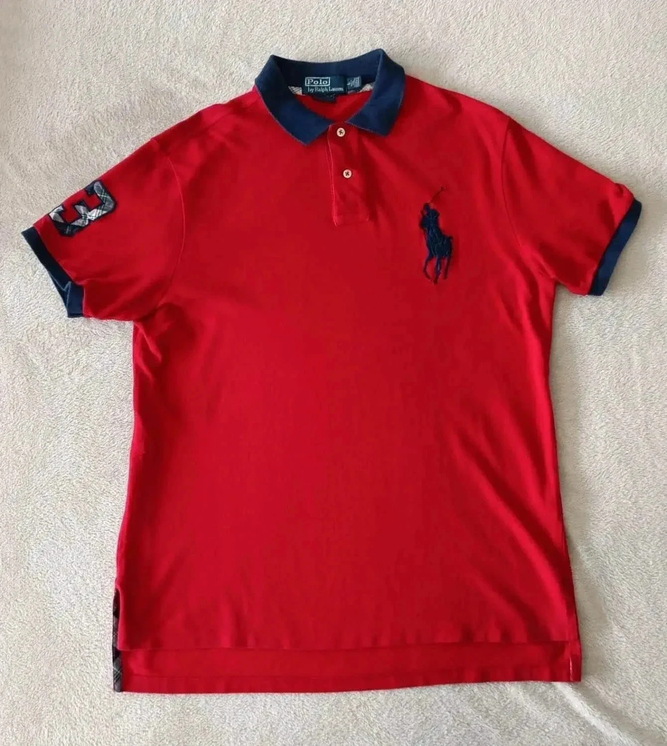 Polo Ralph Lauren Big Pony rouge Logo bleu marine Taille L